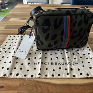 Clare V Midi Sac Army Pablo Cat Suede w/Mini Stripes - BNWT and dust bag.